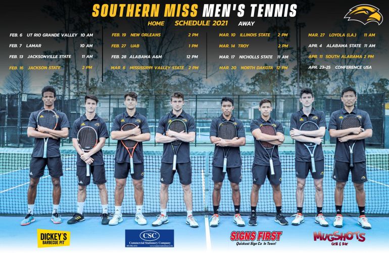 USM Men's Tennis Schedule 2021