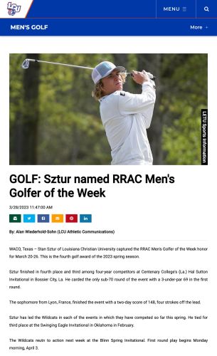 Golfeur de la semaine de la conférence RRAC